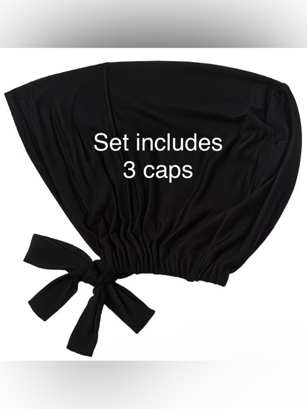 5/$25 Black Adjustable Tie-Back Cap Set (3-Pack) Hijabs, Chemo, Modesrty